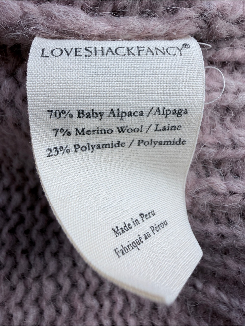 LoveShackFancy Alpaca Wool Blend Bateau Neck Crop Sweater Pink Size M - Picture 16 of 17